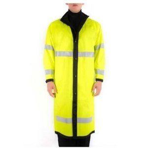 BLAUER REVERSIBLE 49" RAIN COAT JACKET BLACK/HI-VIS YELLOW SMALL NEW